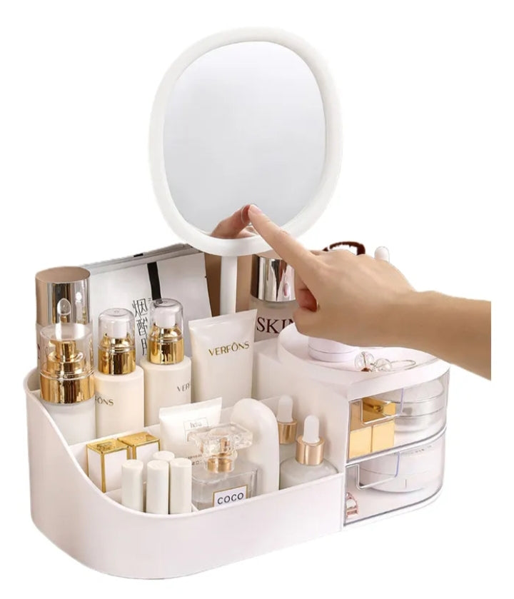 Cosmetiquera con espejo con tonos de iluminación