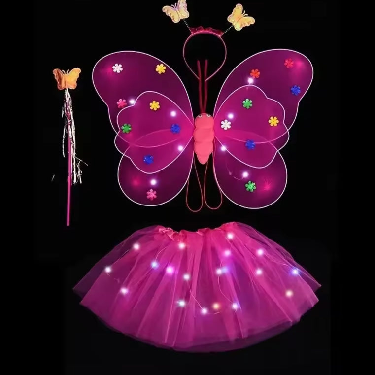 Disfraz de mariposa primavera desfile festival con luces para la noche