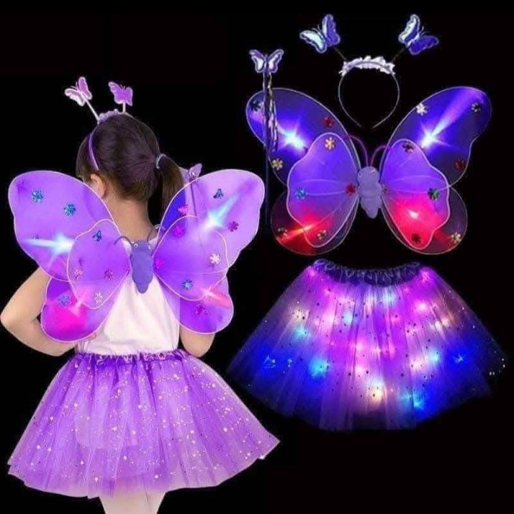 Disfraz de mariposa primavera desfile festival con luces para la noche