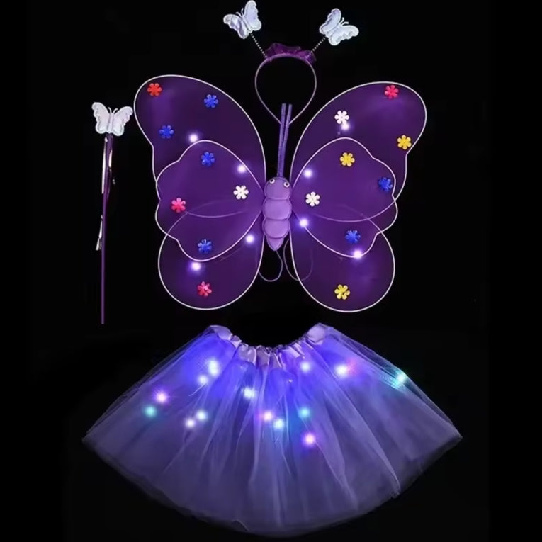 Disfraz de mariposa primavera desfile festival con luces para la noche