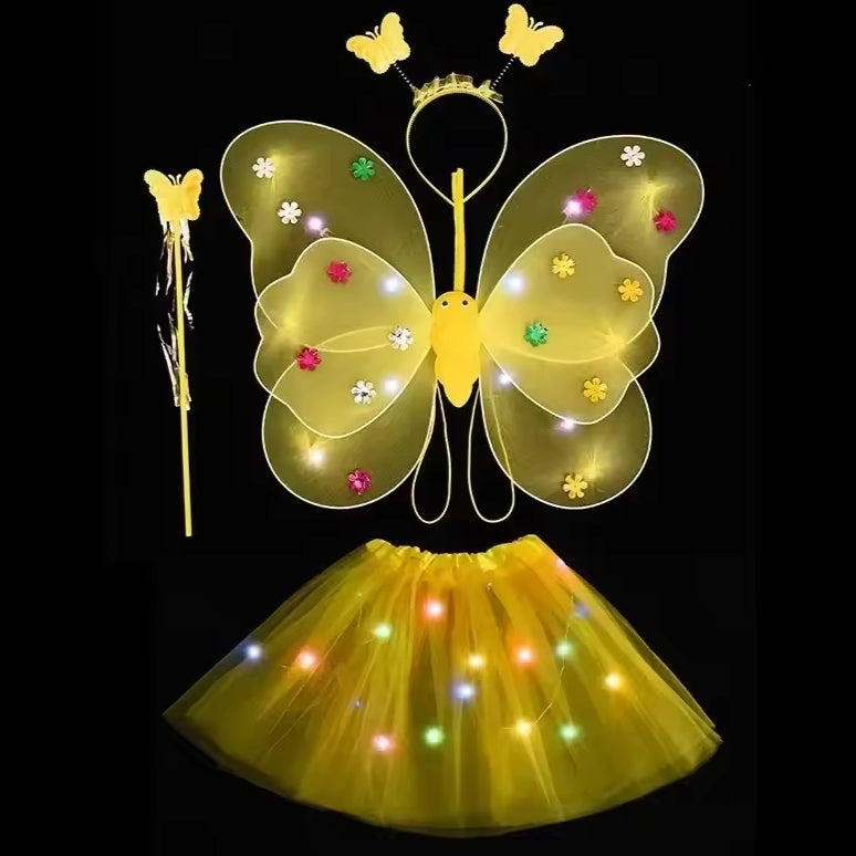 Disfraz de mariposa primavera desfile festival con luces para la noche